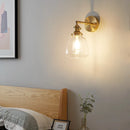 Helnys Clear Glass LED Wall Lights Bedside Sconce Rotate Copper Socket Mirror Light
