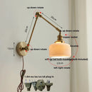Helnys Ceramic Copper LED Wall Lights 2 Arms Adjustable Pull Chain Switch