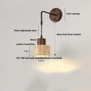 Helnys Wood Canopy LED Wall Sconce Yellow Stone Coffee Study Modern Mirror Light