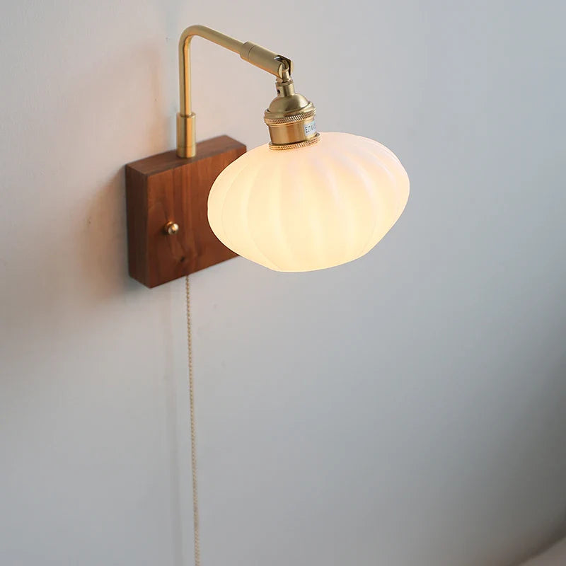Helnys White Pumpkin Glass LED Wall Lamp for Kids Room & Bathroom Mirror Lighting