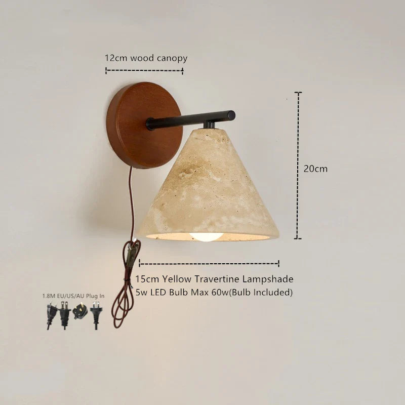 Helnys LED Wall Lamp in Walnut Yellow Travertine for Stair Living Room Lighting