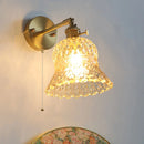 Helnys Amber Flower Glass Wall Light with Pull Chain Switch