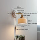 Helnys Ceramic LED Wall Sconce - Copper Arm, Adjustable Pull Chain Switch