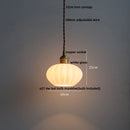 Helnys White Glass LED Pendant Lamp Copper Adjustable Hanging Light