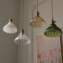 Helnys Nordic Modern Pull Chain Copper Flower Glass LED Wall Lights - Bedroom Balcony Wandlamp