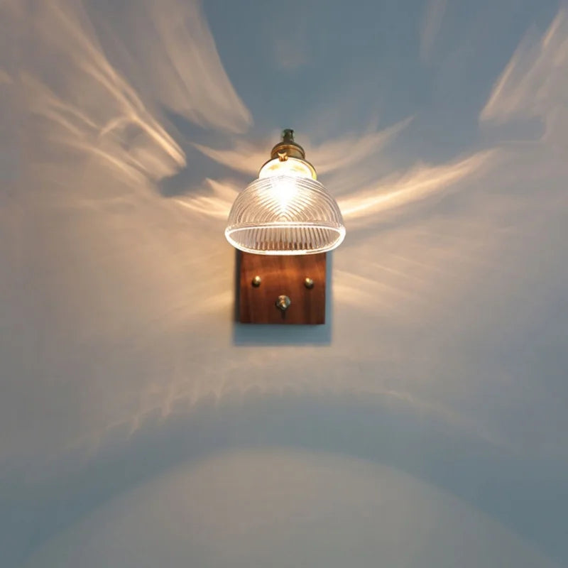 Helnys Clear Glass LED Wall Lights Kitchen Bedroom Modern Toggle Switch Bedside Lamp