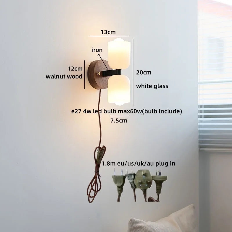 Helnys Gold Copper Glass Ball LED Wall Light Fixture Nordic Modern Bedside Lamp