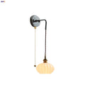 Helnys White Ceramic Canopy LED Wall Lamp with Pull Chain Switch