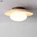 Helnys Wood Yellow Travertine LED Ceiling Light - Nordic Modern Design