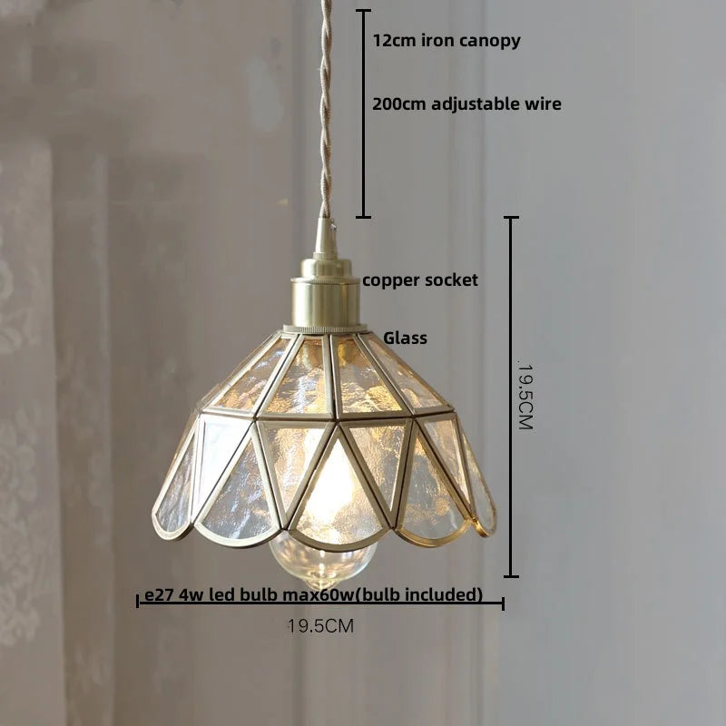 Helnys Antique Glass LED Pendant Lamp Adjustable Kitchen Light Fixture