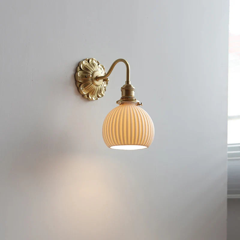 Helnys Nordic LED Wall Sconce with Copper Ceramic Lampshade