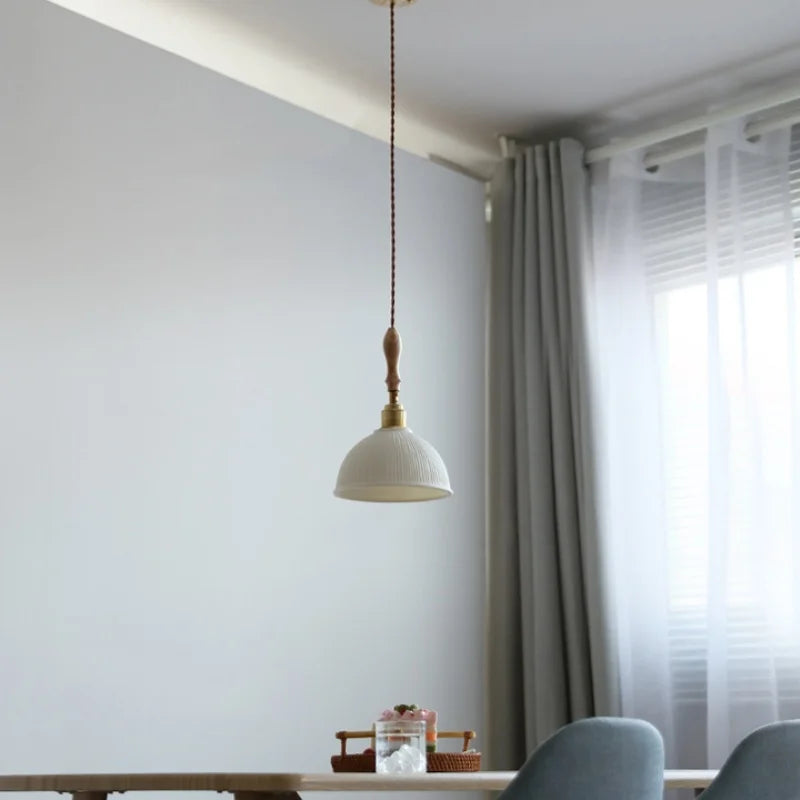 Helnys Japanese Style Ash Wood LED Pendant Light Fixture