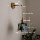 Helnys Tiffany Style Glass Pull Chain Wall Light Rotation Dining Bedroom Fixture