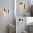 Helnys Square Glass LED Wall Light with Pull Wire Switch & Night Bedside Lamp