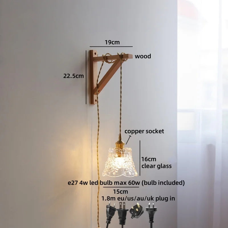 Helnys Wooden LED Wall Sconce | Japan Style Home Lighting Fixtures