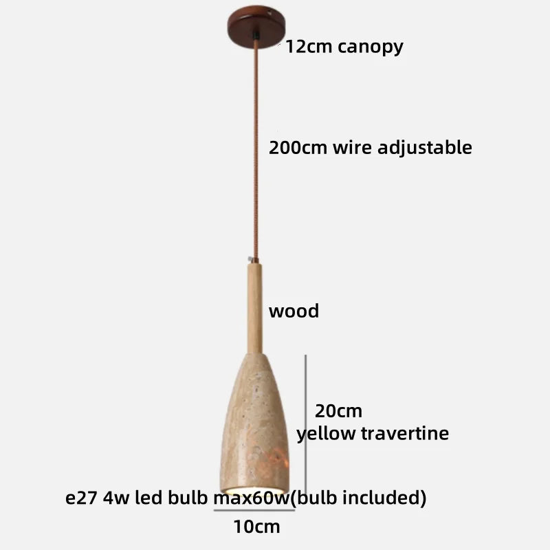 Helnys Wood Handle LED Pendant Lamp Modern Hanging Light for Home Décor