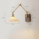 Helnys Copper Swing Arm LED Wall Light with Pull Chain Switch and Walnut Canopy