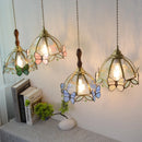 Helnys Tiffany Butterfly Glass LED Pendant Lights: Nordic Modern Kitchen Fixture with Adjustable Wire