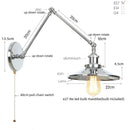 Helnys Vintage Industrial Style Long Arm LED Wall Sconce Bedside Lamp