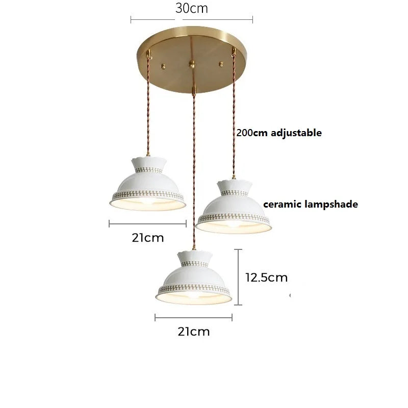 Helnys Butterfly Ceramic Copper LED Pendant Lamp, Nordic Modern Hanglamp for Home Indoor Decor