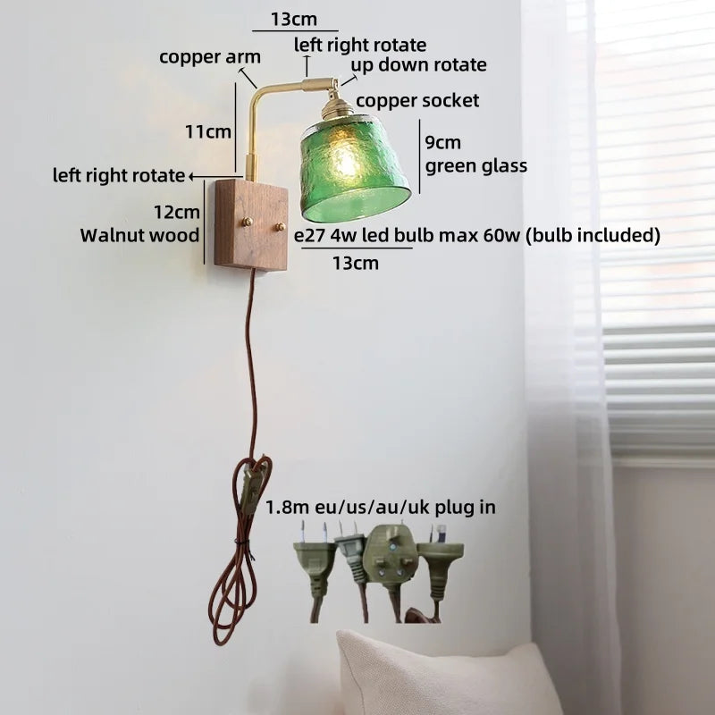 Helnys Wabi Sabi LED Wall Lamps Amber Glass Brass Mirror Light