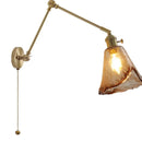 Helnys Smoke Glass Ball LED Wall Sconce - Modern Copper Long Arm Light