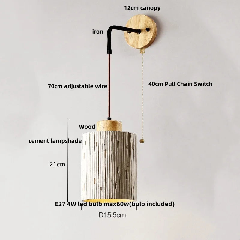 Helnys Adjustable Wall Light with Pull Chain Switch - Nordic Modern Design