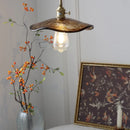 Helnys Amber Glass Pendant Lights with Brass Knob Switch and LED