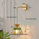 Helnys Glass LED Wall Light Fixture with Adjustable Wire, Pull Chain Switch, Vintage Design