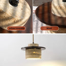 Helnys LED Pull Chain Wall Sconce Yellow Travertine Stone Wood Nordic Bedside Lamp