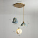 Helnys White Ceramic LED Pendant Lights - Nordic Modern Copper Hanging Lamp