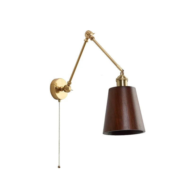 Helnys Walnut Wood LED Wall Light Fixture Indoor Living Bedroom Lamp