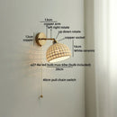 Helnys Ceramic Vintage LED Wall Light Bathroom Round Design Pull Chain Bedside Lamp