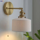 Helnys Ceramic E27 LED Wall Lamp Sconce with Pull Chain Switch - Nordic Modern Style