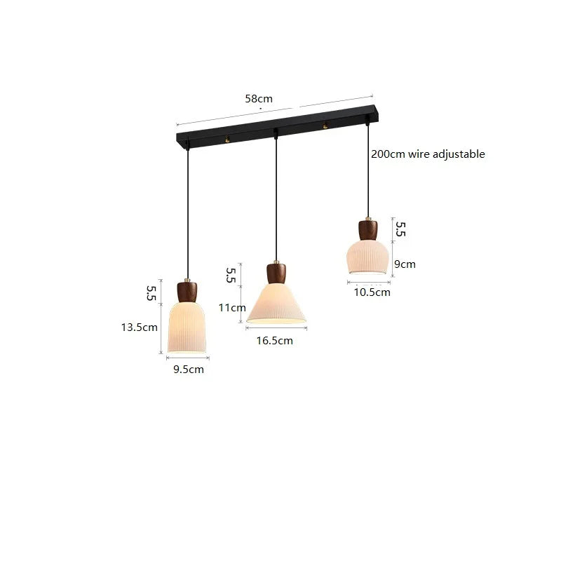 Helnys Walnut Ceramic LED Pendant Lights - Modern Nordic Style for Home & Commercial Lighting