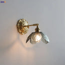 Helnys Smoke Gray Glass LED Wall Sconce with Adjustable Copper Arm