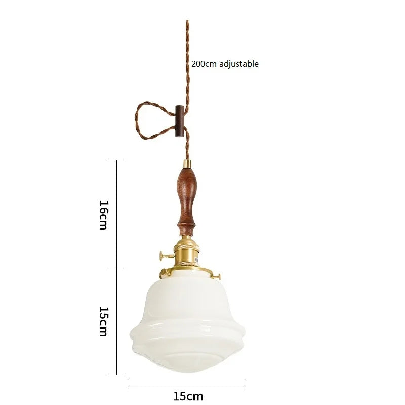 Helnys White Glass LED Pendant Lamp for Bathroom Bedroom Living Room