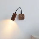 Helnys Walnut Wood LED Wall Lamps 30cm Black Hose Modern Nordic Bathroom Lights