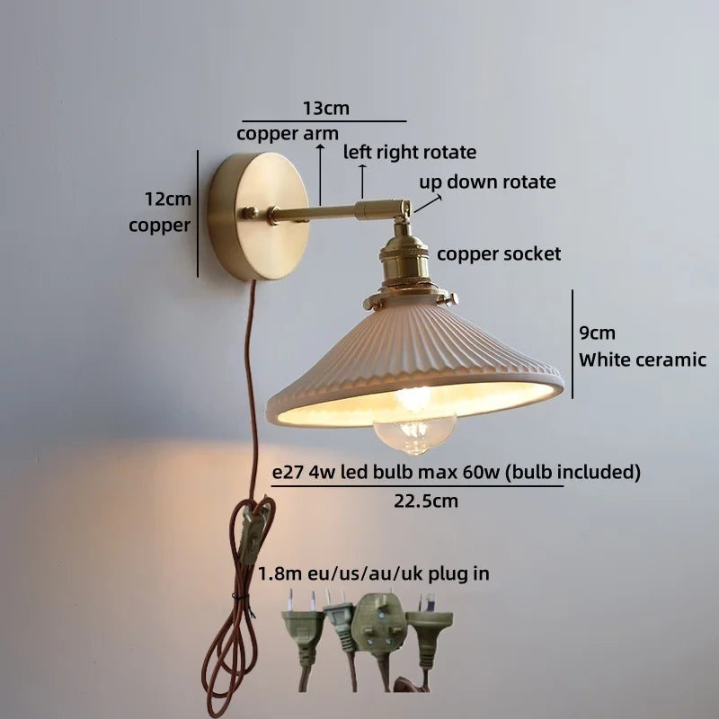 Helnys Ceramic LED Wall Light for Indoor Decor, Stair Lighting, Living Room, Balcony
