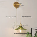 Helnys White Glass LED Wall Lamp with Pull Chain Switch - Nordic Modern Design