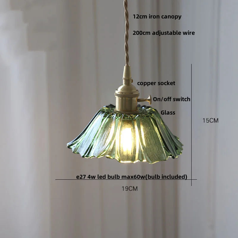 Helnys Glass Brass LED Pendant Light for Home Decor Dining Room Study