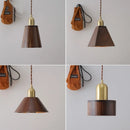 Helnys Nordic Copper Socket Wood LED Pendant Light for Dining Room