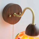 Helnys Tiffany Style LED Wall Sconce Pull Chain Switch Colorful Glass Stair Light