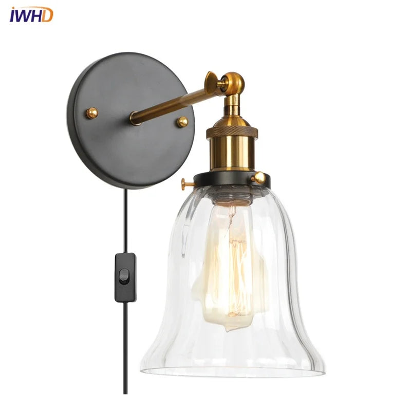 Helnys Clear Glass LED Wall Lamp Industrial Stair Light for Home Decor and Lighting