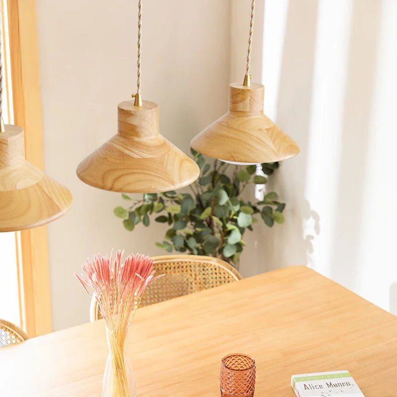 Helnys Wooden LED Pendant Lights - Wabi Sabi Style Kitchen Island Dining Lamp