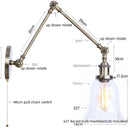 Helnys Industrial Vintage Swing Arm LED Lamp with Pull Chain Switch