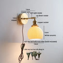 Helnys Nordic LED Wall Light White Umbrella Style Swing Copper Arm Bedside Lamp