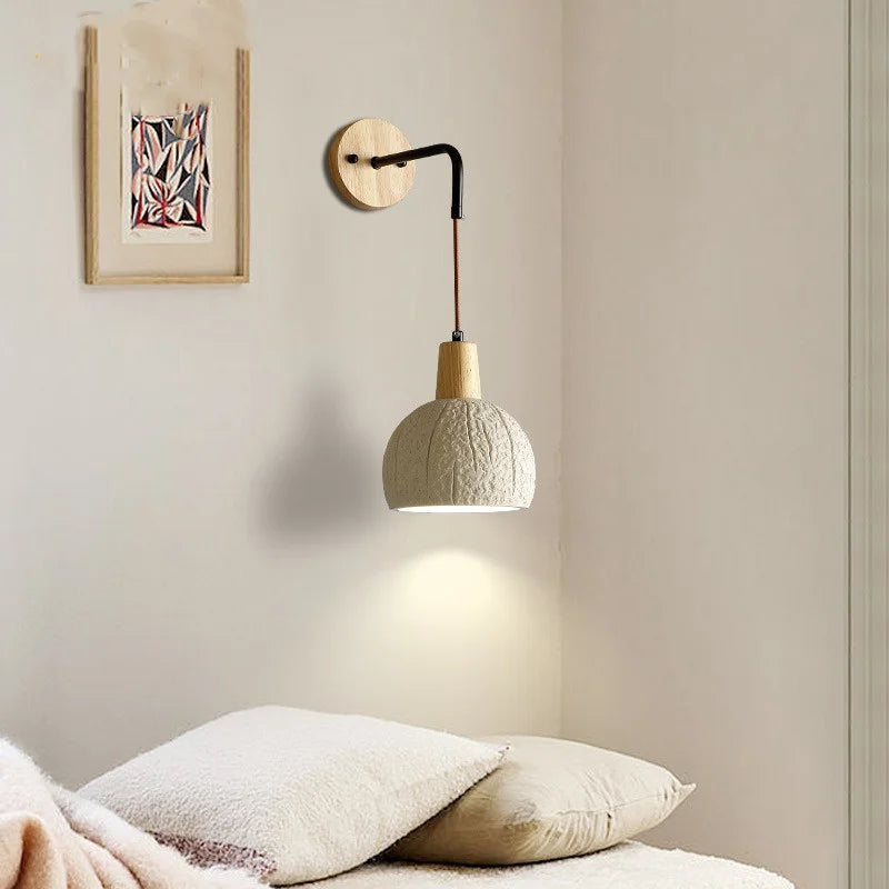 Helnys Cement Shade LED Wall Sconce Switch Stair Light Fixture for Home Decor