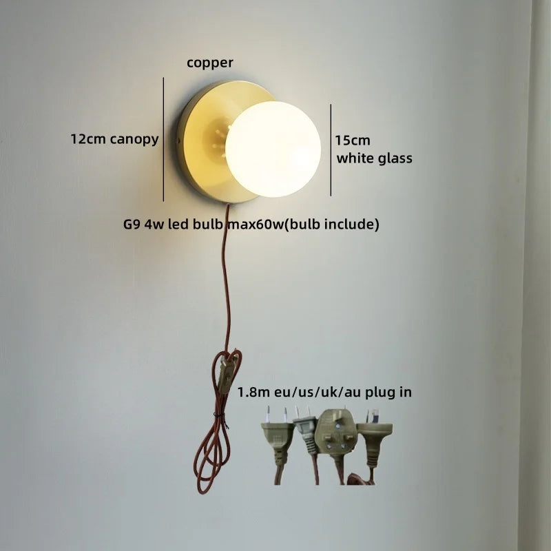 Helnys Wabi Sabi LED Wall Sconce White Glass Walnut Wood Modern Decor