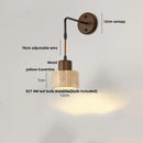 Helnys Wood Canopy LED Wall Sconce Yellow Stone Coffee Study Modern Mirror Light